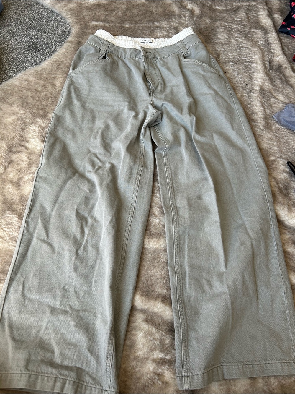 Topshop Men's Sage Green Chinos with Elastic Waist - Picture 3 of 4